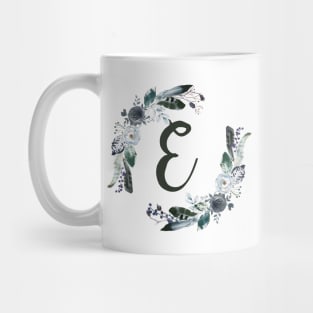 Floral Monogram E Dark Bohemian Flora Mug